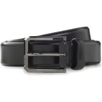 BOSS Riem van glad leer met gravure op bronzen gesp Maat 115