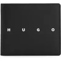 HUGO Leren openklapbare portemonnee met contrastlogo