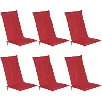 Beautissu Loft HL, 120x50x6 cm, Rood, Set van 6, Tuinstoelhoezen, Voor buiten gebruik
