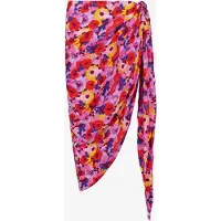 Osaga dames strandrok met bloemenprint roze maat XXXL