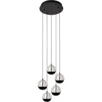 Lucide SENTUBAL - Hanglamp - Ø 35 cm - LED Dimb. - 5x5,2W 2700K - Zwart