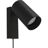 Licht-Erlebnisse Wandspot Mono I met stekker zwart, zwart, Woon-/ Eetkamer, metaal, Modern, buitenspot