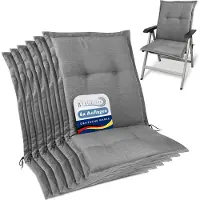 Beautissu HighLux NL – Set van 6 Tuinkussen Lage Rug Kussen 105x50x7cm – Outdoor Zitkussen voor Tuinstoel Grijs