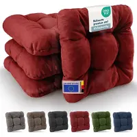 Beautissu HighLux SK – Set van 4 Premium Stoelkussen 40x40 cm Rood – Robuust Zitkussen UV-bestendig – 8 cm Dik – Indoor & Outdoor – Tuinkussen Balkon