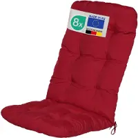 Beautissu Flair HL - Set van 8 Tuinkussen Hoge Rug - 120x50x8cm - Rood - Tuinkussen in Matraskussen Kwaliteit
