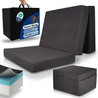 Beautissu VS95 Premium Opvouwbaar Matras XL 100x200cm inkl. Hoes Extra Dik 14 cm Traagschuim Vouwmatras H3 Wasbar Eenvoudig Transport Antraciet