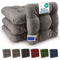 Beautissu HighLux SK – Set van 4 Premium Stoelkussen 40x40 cm Lichtgrijs – Robuust Zitkussen UV-bestendig – 8 cm Dik – Indoor & Outdoor – Tuinkussen Balkon