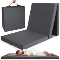 Beautissu Campix - opvouwbare matras 90x200 cm - reisbed matras & gastenmatras- zitblok opvouwbaar - rechthoekig in antraciet