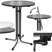 Beautissu Bellini Inklapbaar Statafel Rond 60 cm Zwart Outdoor Tafel Weerbestendig Hittebestendigheid Eenvoudige Montage Voorgemonteerd