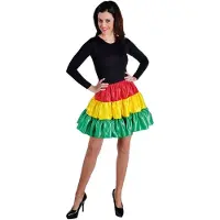 Coppens Volangen stroken rok rood,geel,groen - 100% satijn - Basics carnavalskleding | Maat S |