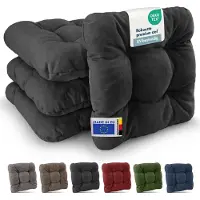 Beautissu HighLux SK – Set van 4 Premium Stoelkussen 35x35 cm Antraciet – Robuust Zitkussen UV-bestendig – 8 cm Dik – Indoor & Outdoor – Tuinkussen Balkon