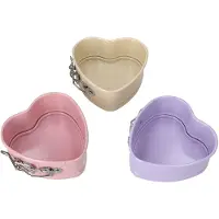 MamboCat 3-delige set hartvormige bakvormen in paars, beige, roze van roestvrij staal – 22277630