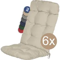 Beautissu Flair HL Set van 6 Tuinstoelkussens Hoge Rug 120x50 cm Natuur Tuinkussen in Matraskussen Kwaliteit