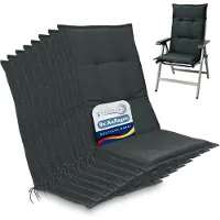Beautissu Base HL Set 8x Tuinkussens Hoge Rug 120 x 50 x 6 cm Zitkussen Antraciet Kussen Tuinstoelkussen