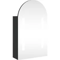 vidaXL Badkamerkast met spiegel en LED gebogen 42x13x70 cm zwart