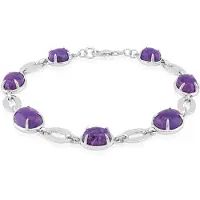 Cavill - Zilveren Dames Armband - 925 Sterling Zilver Gerhodineerd - 13,362 ct Paarse Russische Charoieten - Luxe Ovale Cabochon Armband 19 cm