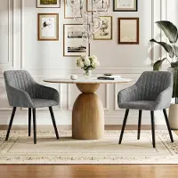 Glamour Eetkamerstoelen Set van 2 Velvet Grijs met Armleuningen en Zwarte Houten Poten – Ergonomische Luxe Stoelen 57,5 x 63 x 82 cm