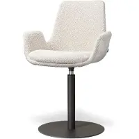 Nolon Niva-Eef Draaibare Tulp Eetkamerstoel Bouclé Beige - Mat Zwart Onderstel - Armstoel - Modern
