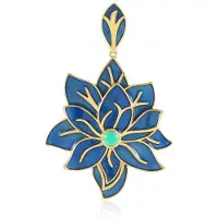 Cavill - Zilveren Hanger - 925 Sterling Zilver Verguld - Groene Onyx 0 315 ct Cabochon 4 mm - Bloemvormig Elegant Sieraad
