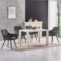 Glamour Retro Velvet Eetkamerstoelen Set van 2 met Armleuningen en Metalen Poten 84 cm Hoog – Luxe Gewatteerde Dining Chairs Grijs