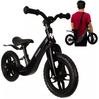 Kruzzel Loopfiets - 12-inch - Zwart - Verstelbaar Zadel + Draagriem - 2-4 Jaar