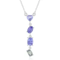 Cavill - Zilveren Halsketting 18K Platina Verguld - Onverhitte Tanzaniet 2,15 ct - Hartvormige Hanger - Elegant Ovaal Briljant Slijpsel
