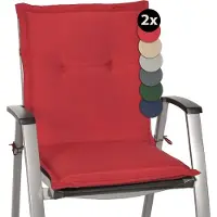Beautissu Loft NL – Set van 2 Tuinkussens Lage Rug 100x50x6 cm Kussen Rood Tuinstoelkussens Zitkussen Tuinstoel