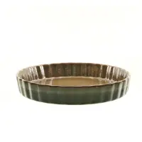 MPLCo - Ombres Taartvorm - Quiche Vorm - Ovenbestendige Bakvorm - Quiche en Bak Schaal Design - Vaatwasser & Magnetron Bestendig - Keramiek - Rond - Ø26 x 4.5 cm - Bruin/Groen