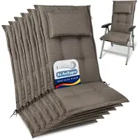 Beautissu HighLux HL – Set van 6 Tuinkussens Hoge Rug Kussen 120x50x7cm – Outdoor Zitkussen voor Tuinstoel Taupe