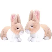 Keel Toys Pluche konijnen familie - beige - moeder en kind - 25 / 18 cm - zittend - eco collectie