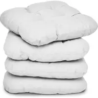 Beautissu Lisa – Set van 4 Zitkussen 40x40 cm – Stoelkussens Eetkamer – 8cm Vulling – Wit