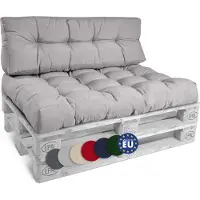 Beautissu Style – Palletkussen Set – 1x Zitkussen 120x80 cm & 1x Rugkussen 120x40 cm – Licht Grijs