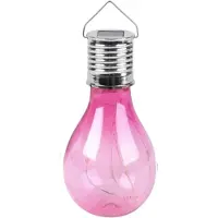Sunnydays Solar sfeer hanglamp - tuin - lampenbol - roze - kunststof - 15 cm - ophang haakje
