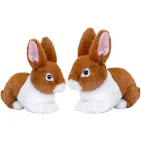 Keel Toys Pluche konijnen familie - bruin - moeder en kind - 25 / 18 cm - zittend - eco collectie