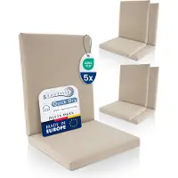 Beautissu QD-NL – Set van 5 Premium Tuinstoelkussens Lage Rug 105x48 cm – 100% Waterdicht – Weerbestendig – Sneldrogend – UV-bestendig – Natuur