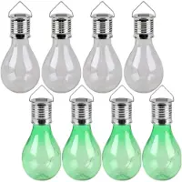 Sunnydays Solar sfeer tuin hanglamp - 8x stuks - groen en wit - kunststof - 15 cm