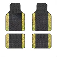 Happiq 4-delige Luxe Tapijt Vloermat Set – Universele Auto Mat Bescherming, PU Leer – Slijtvast, Antislip – Zwart en Goud