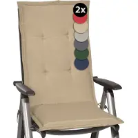 Beautissu Loft HL Set 2 x Tuinkussens Hoge Rug- 120 x 50 cm - Natuur Kussen - Zitkussen UV- Lichtecht Tuinstoelkussen