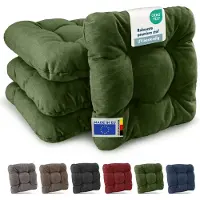 Beautissu HighLux SK – Set van 4 Premium Stoelkussen 35x35 cm Groen – Robuust Zitkussen UV-bestendig – 8 cm Dik – Indoor & Outdoor – Tuinkussen Balkon