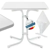 Beautissu Bistroni Bistrotafel Buiten 60x60 cm Waterdicht Inklapbare Vierkante Tuintafel Terrastafel Balkontafel Campingtafel Statafel Eettafel Hoogte 70 cm Wit
