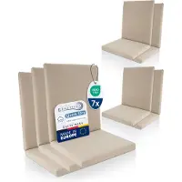 Beautissu QD-NL – Set van 7 Premium Tuinstoelkussens Lage Rug 105x48 cm – 100% Waterdicht – Weerbestendig – Sneldrogend – UV-bestendig – Natuur