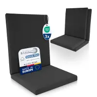 Beautissu QD-NL – Set van 3 Premium Tuinstoelkussens Lage Rug 105x48 cm – 100% Waterdicht – Weerbestendig – Sneldrogend – UV-bestendig – Antraciet