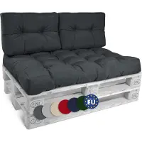 Beautissu Style Palletkussen Set 1x Zitkussen 120x80 cm & 2x Rugkussen 60x40 cm Graphiet Grijs