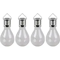 Sunnydays Solar sfeer hanglamp - 8x - tuin - lampenbol - wit - glas - 15 cm - ophang haakje