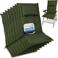 Beautissu HighLux HL – Set van 8 Tuinkussens Hoge Rug Kussen 120x50x7cm – Outdoor Zitkussen voor Tuinstoel Donkergroen