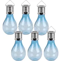 Sunnydays Solar sfeer hanglamp - 12x - tuin - lampenbol - blauw - kunststof - 15 cm - ophang haakje