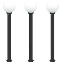 vidaXL Bolderverlichting 3 stuks 120 cm Zwart IP44