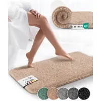 Beautissu BeauMare FL – Badmat Antislip 60x50 cm Natuur – Hoogpolig Tapijt – Voor Vloerverwarming – Zacht Badmat voor Douche Badkuip WC