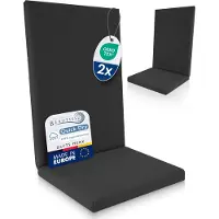 Beautissu QD-HL – Set van 2 Premium Tuinstoelkussens Hoge Rug 122x48 cm – 100% Waterdicht – Weerbestendig – Sneldrogend – UV-bestendig – Antraciet