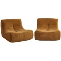 Sweeek Fauteuil corduroy Sokol 1 zitplaats (set van 2) Mosterdgeel